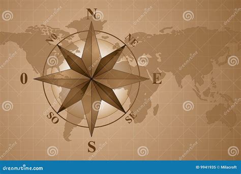 Compass Rose on map world stock vector. Illustration of measurement - 9941935