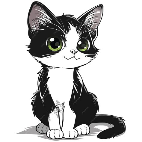 Premium Vector | Black and White Cartoon Illustration of Cute Cat Animal