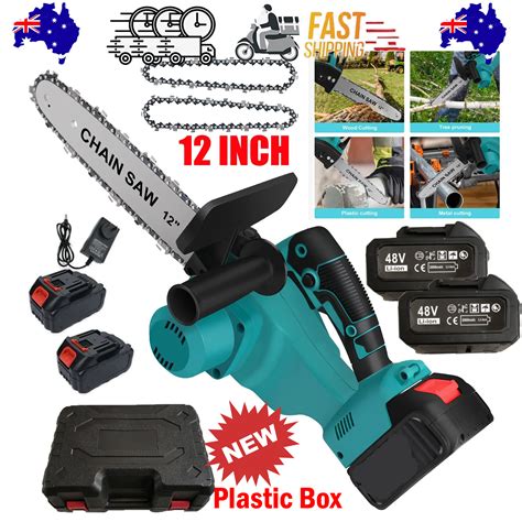 12"inch Cordless Electric Chainsaw + 2 Battery 2 Chain Brushless Wood | Toolbarn