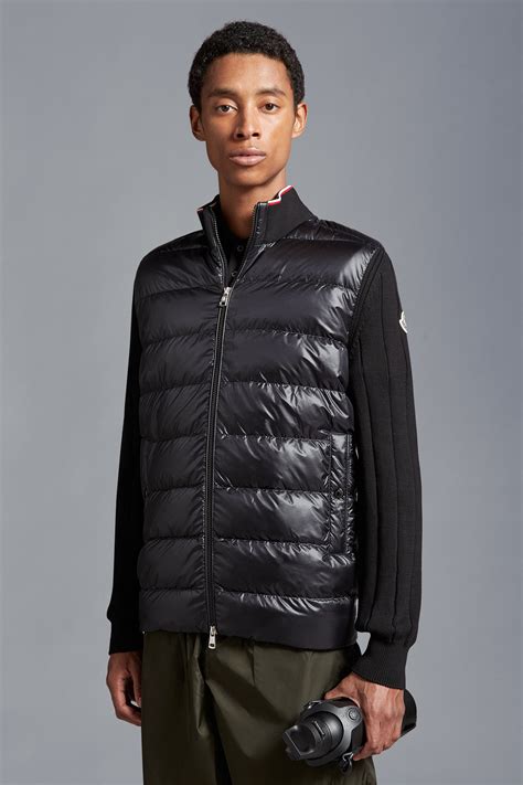 Black Padded Cotton Cardigan - Sweaters & Cardigans for Men | Moncler SE