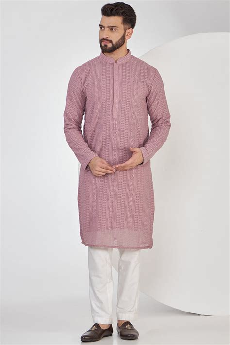 Mauve Chikankari Kurta