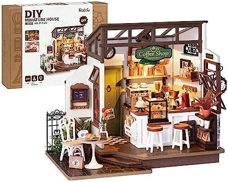 Buy Rolife Coffee Shop Miniature House Kit-1:20 DIY Miniature Dollhouse ...