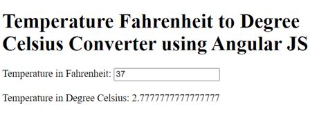 angular js program to convert temperature fahrenheit to degree celsius
