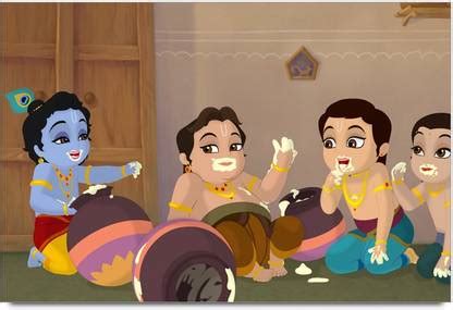 Little Krishna With His Friends Vector Art Laminated Poster Paper Print ...