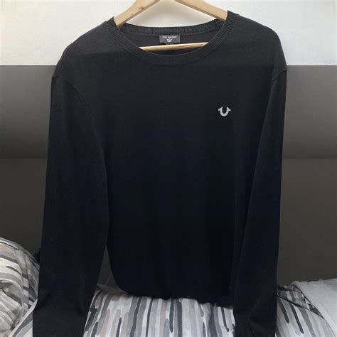 True religion sweater men’s Black Jumper - small... - Depop