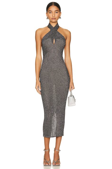 ALIX NYC Oliver Midi Dress in Black & Silver | FWRD