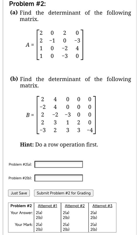 Solved (a) Find the determinant of the following matrix. | Chegg.com