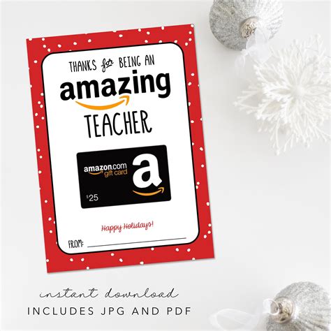 Amazon Gift Card Holder Teacher Holiday Gift Printable - Etsy