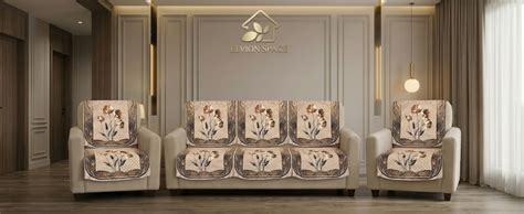 ELVION SPACE Luxury Quilted Velvet Sofa Cover Set 5 Seater (3+1+1 ...
