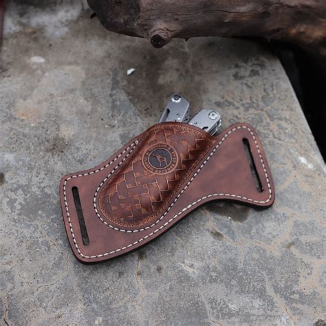 TOURBON Handmade Leather Multitool Holder EDC Pocket Knife Organizer