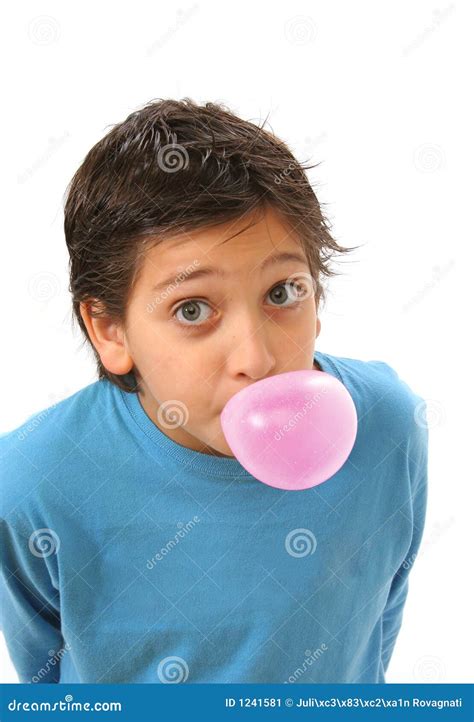 Boy Blowing a Pink Bubble Gum Stock Image - Image of mouth, chew: 1241581
