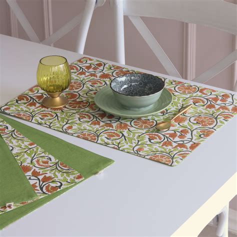 Wipeable & Reversible Cotton Placemats | Set of 4 and 6| Secret Garden ...