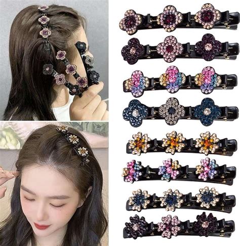 MANODHRUVA 4pcs Hair clips Sparkling Crystal Stone Braided Hair Clips ...