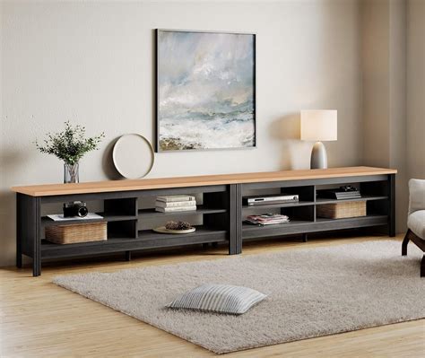 Buy WAMPAT TV Stand for 100 Inch TV, Black/Oak Entertainment Center for ...