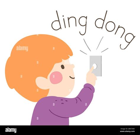 Illustration of a Kid Boy Pressing Door Bell with Ding Dong Sound Stock ...