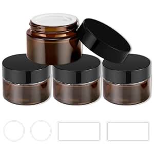 Buy 1 oz Glass Jars with Lids, Bumobum 3 pack Small Jars Amber with ...