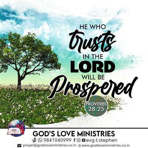 Proverbs 28:25 :: God's Love Ministries - Today's Promise