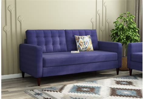 Buy Abro 3 Seater Fabric Sofa (Cotton, Navy Blue) Online in India ...