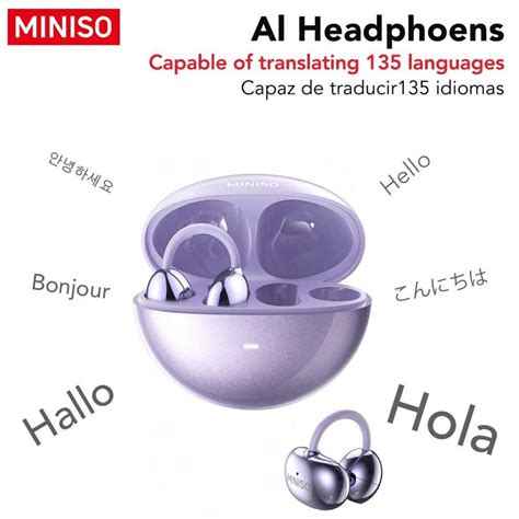 Miniso Miniso MS192 AI Wireless Translator Headphones Multi-Language ...