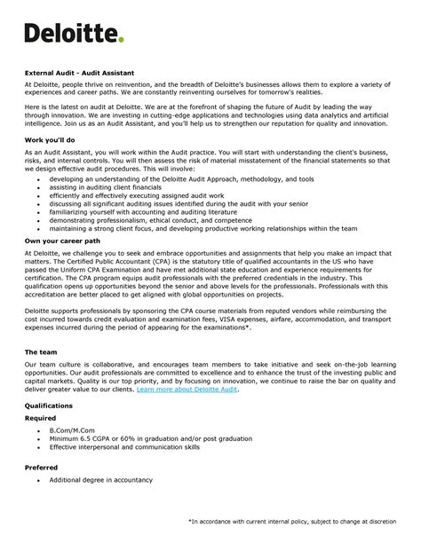 Audit Assistant- Pune - Tyy - *In accordance with current internal ...