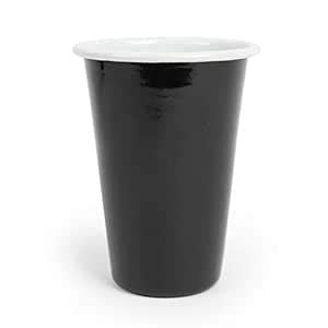 Buy Pacifica Collection Enamelware Tumbler, 14 Ounce, Black/White Rim ...