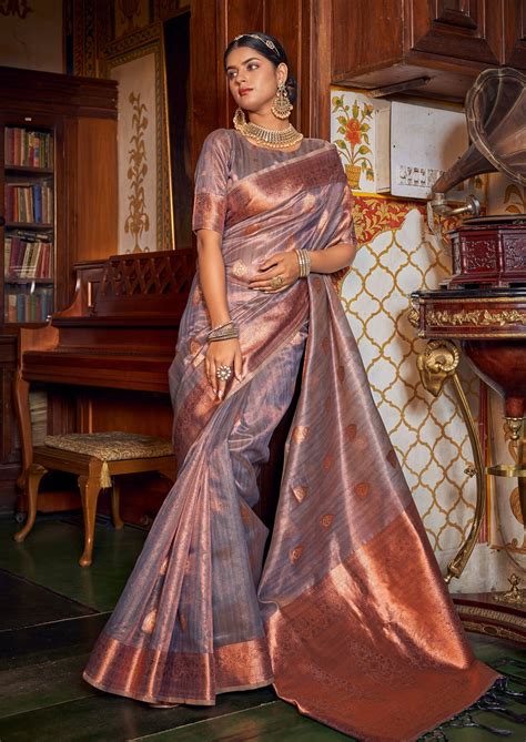 Banarasi Tissue Purple Handloom Saree – Sunasa