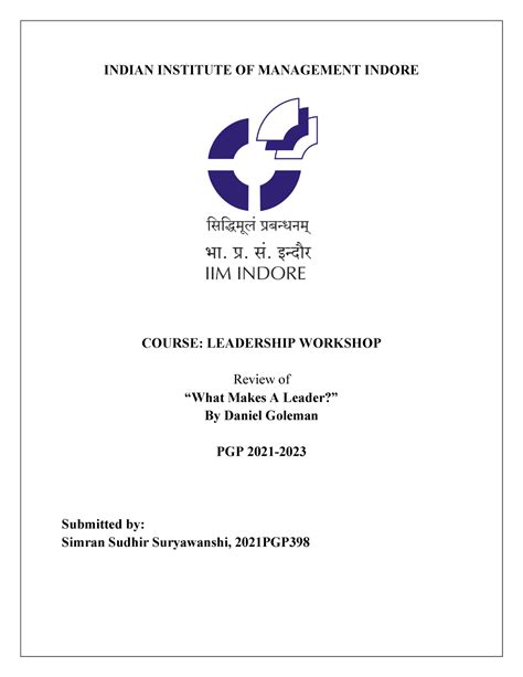 Leadership review of HRB article - INDIAN INSTITUTE OF MANAGEMENT ...