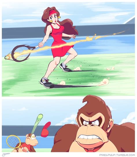 donkey kong, pauline, diddy kong, and tennis pauline (mario and 3 more ...