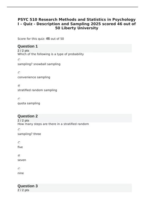 PSYC 510 Research Methods and Statistics in Psychology I – Quiz ...