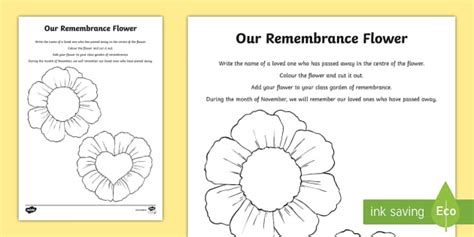 Garden of Remembrance Flower Worksheet / Worksheet