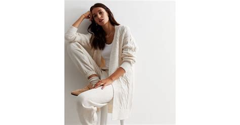 Cream Cable Knit Longline Cardigan | New Look