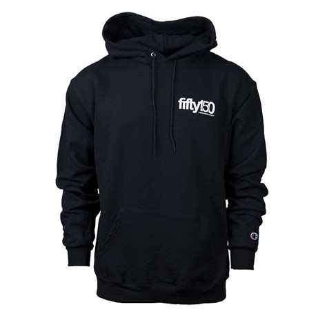 Black Champion Hoodie (Small White Logo) - Fifty150 Brand | Chasing Dreams