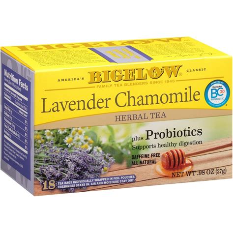 Bigelow Tea Lavender Chamomile Herbal Tea Plus Probiotics -- 18 Tea ...