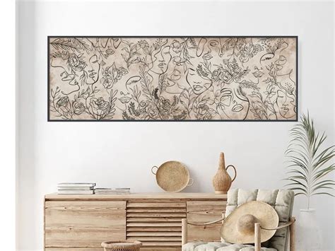 Minimalist Line Art Horizontal Print, Abstract Line Woman Art, Long ...