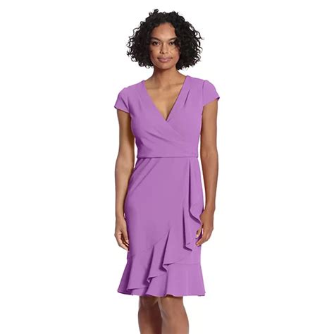Women's London Times Cascade Ruffle Faux-Wrap Dress