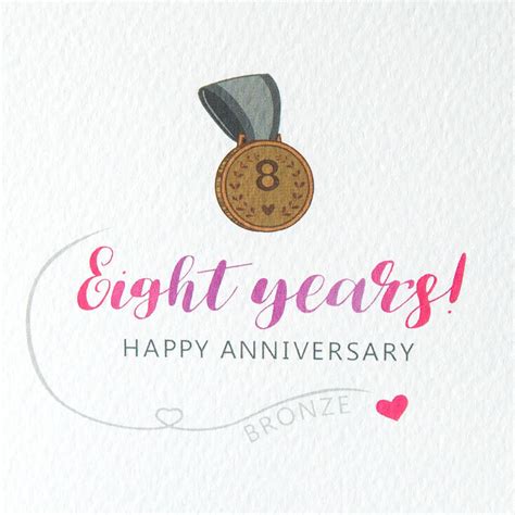 eighth wedding anniversary card bronze by miss shelly designs ...
