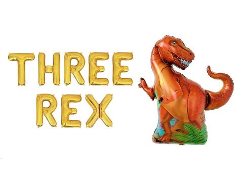 Buy Three Rex Birthday Decorations with THREE REX Letter Balloon for ...