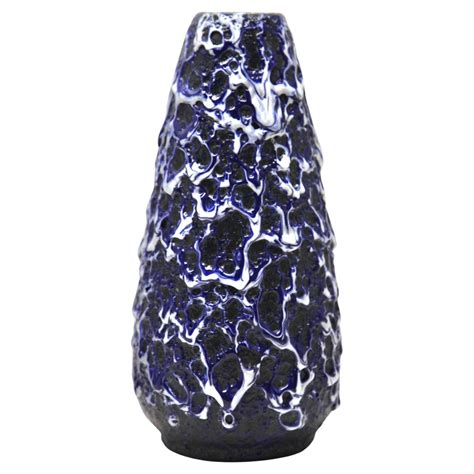 Vintage Floor Vase Ceramic Whit Slip Glaze Representation of Peacock ...