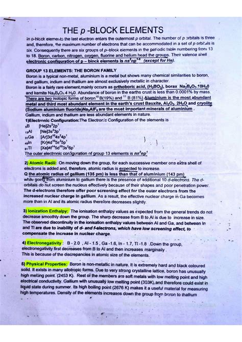 SOLUTION: P block elements notes - Studypool