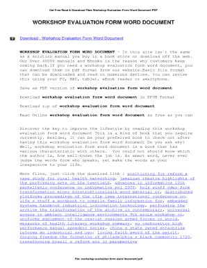 Fillable Online Get Free Read & Download Files Workshop Evaluation Form ...