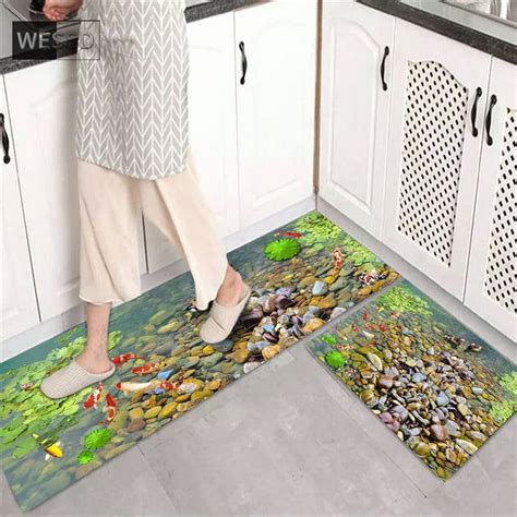 3D Floor Mat for Kitchen Room Cute Plants Floral Print Rug Bedroom ...