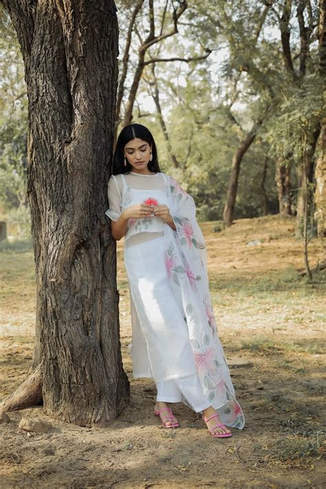 Organza Kurta With Handpainted Dupatta – Mangalmay By Aastha
