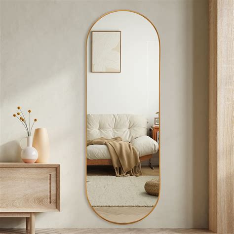 TheiaMo Oval Full Length Mirror, 65"×22" Wall-Mounted Floor Mirror with ...