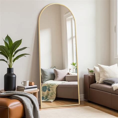 Amazon.com: Rowjut Floor Mirror Arched Mirror Full Length 56"X20" Full ...