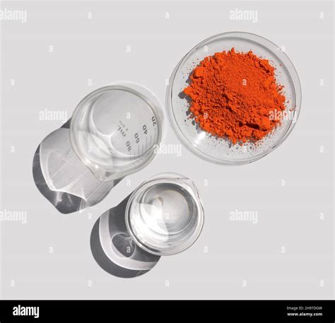 Lead (II,IV) oxide in Chemical Watch Glass place next to crystal clear ...