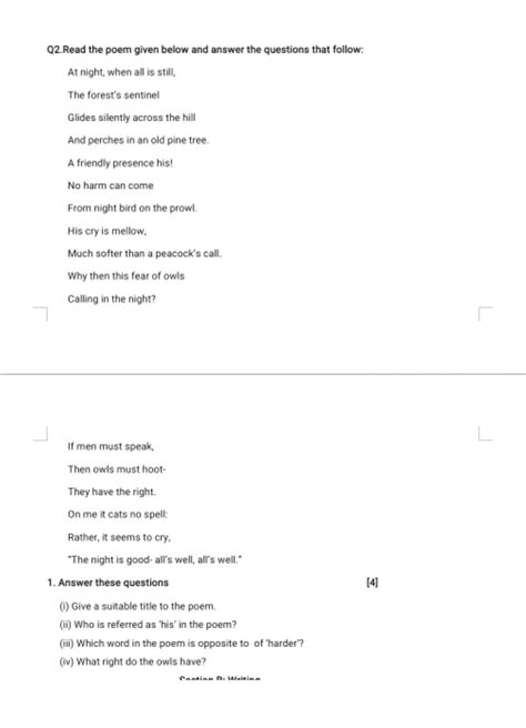 question the answers 1 give a suitable title to the poem2 who is ...