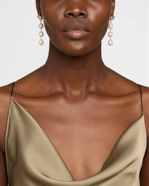 Dina Mackney Triple Pearl Drop Earrings | Neiman Marcus