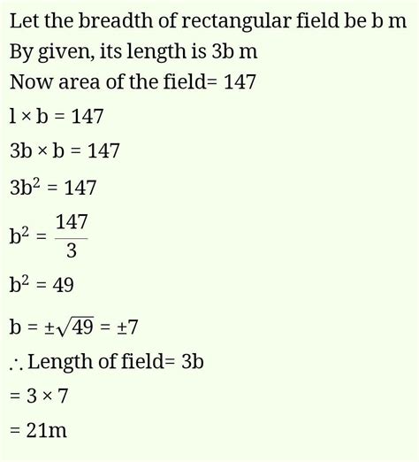 the length a rectangular field in 3times of its breadth if the area of ...