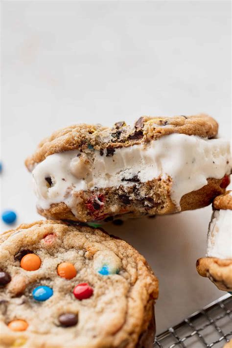 M&M Cookie Ice Cream Sandwiches | Stephanie's Sweet Treats | Stephani
