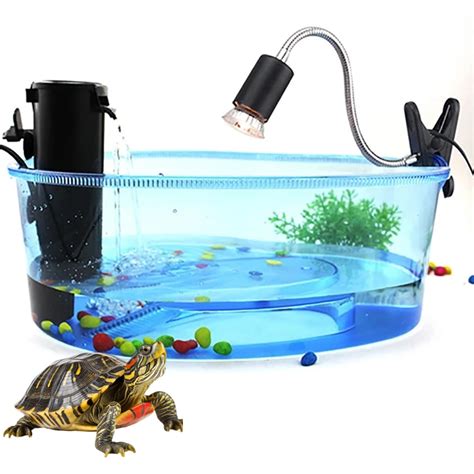 Jainsons Pet Products Blue Turtle Tank Plastic Plant Habitat Reptile ...